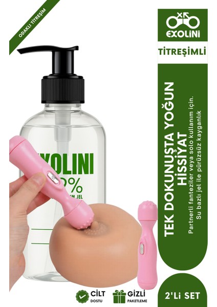 Papatya Özlü Su Bazlı Jel 250 ml + Mini Titreşimli Vibratör – Yoğun Hissiyat 2’li Set