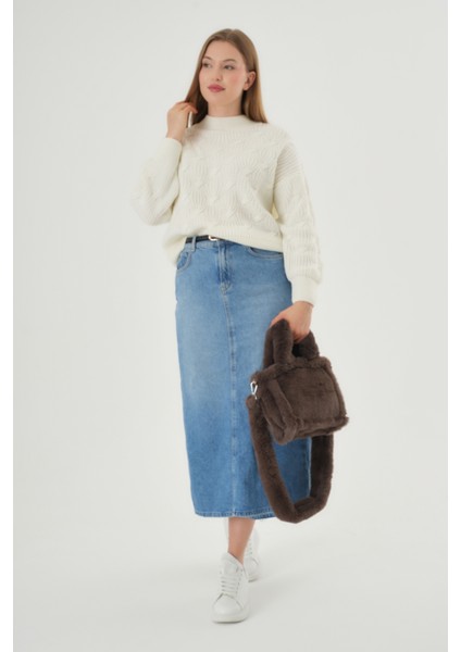 Soft Fluffy Bag / Brown Uzun Saplı Peluş Çanta / Cross Body En : 24 Boy : 18