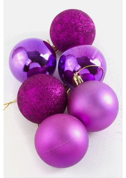 6 Adet Cici Top Yılbaşı Ağaç Süsü 6cm