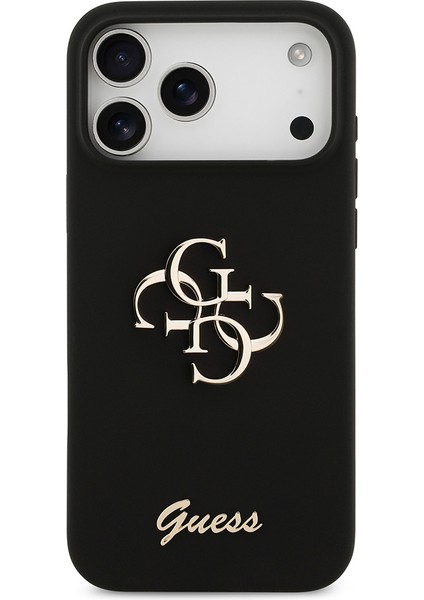 iPhone 17 Pro Max Uyumlu Kılıf Guess Orjinal Lisanslı Grained Yazı Logolu Kapak Siyah modelleri