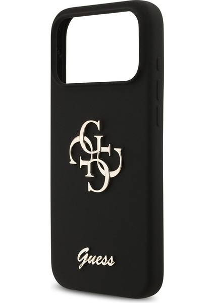 iPhone 17 Pro Max Uyumlu Kılıf Guess Orjinal Lisanslı Grained Yazı Logolu Kapak Siyah