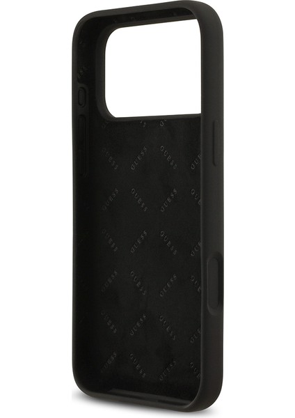 iPhone 17 Pro Max Uyumlu Kılıf Guess Orjinal Lisanslı Grained Yazı Logolu Kapak Siyah