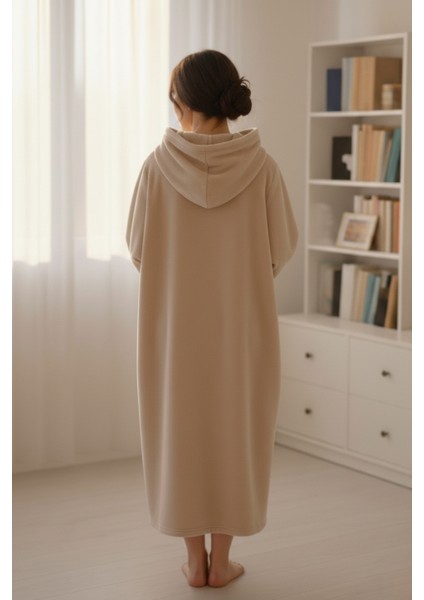 Serona Wellsoft Peluş Kapüşonlu Uzun Panço Yumuşak Dokulu Giyilebilir Tv Battaniyesi | Bej S/m fırsatları