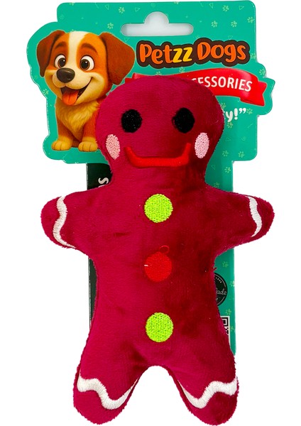 Many Sesli Dayanıklı Peluş Köpek Çiğneme Oyuncağı Bordo 15X9 cm