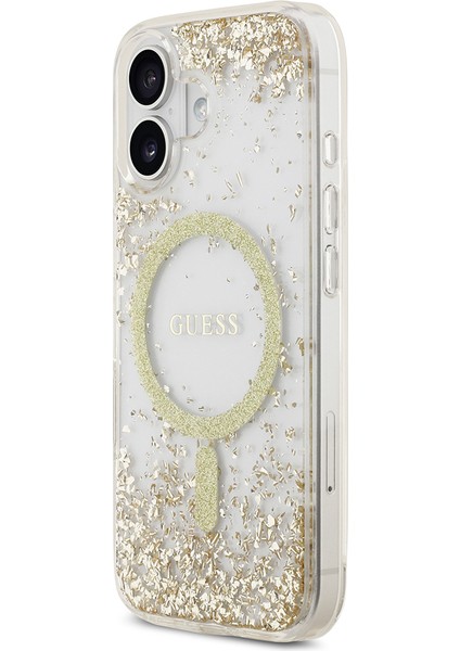 iPhone 17 Uyumlu Kılıf Guess Orjinal Lisanslı M-Safe Özellikli Transparan Resin Bottom Kapak Gold fiyatları