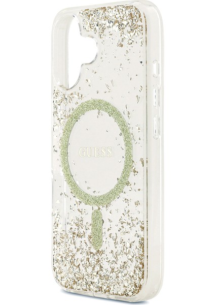 iPhone 17 Uyumlu Kılıf Guess Orjinal Lisanslı M-Safe Özellikli Transparan Resin Bottom Kapak Gold