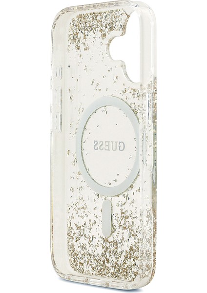 iPhone 17 Uyumlu Kılıf Guess Orjinal Lisanslı M-Safe Özellikli Transparan Resin Bottom Kapak Gold