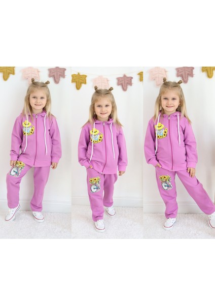 Kapüşonlu Papatya-Kız Baskı 2 Iplik Takım
