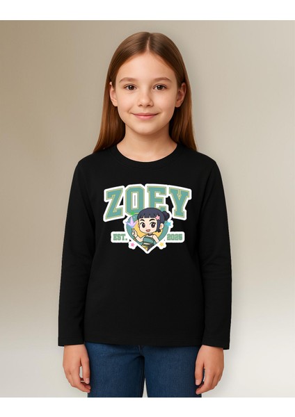 Kpop Demon Hunters Huntrix Zoey Uzun Kollu Baskılı Kız Çocuk Tişört (4-13 Yaş) fiyatları