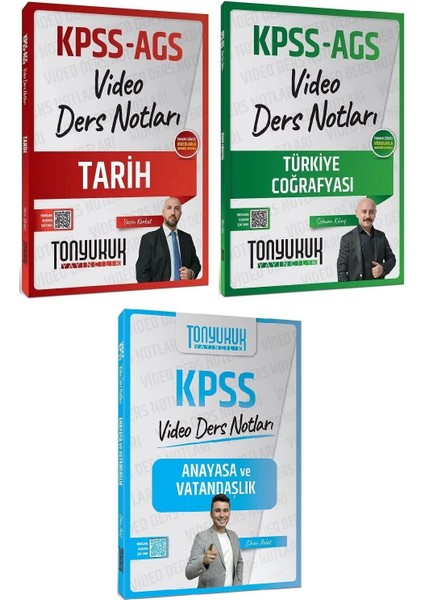 Tonyukuk 2026 Kpss Tarih + Türkiye Coğrafyası + Vatandaşlık Video Ders Notları 3 Lü Set - Yasin Korkut, Selman Kılınç, Cihan Polat Tonyukuk Yayıncılık