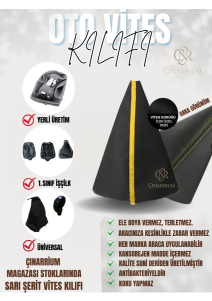 Mitsubishi L200 Siyah Deri Prime Tasarım Sarı Şerit Spor Dikiş Vites Körüğü indirimleri