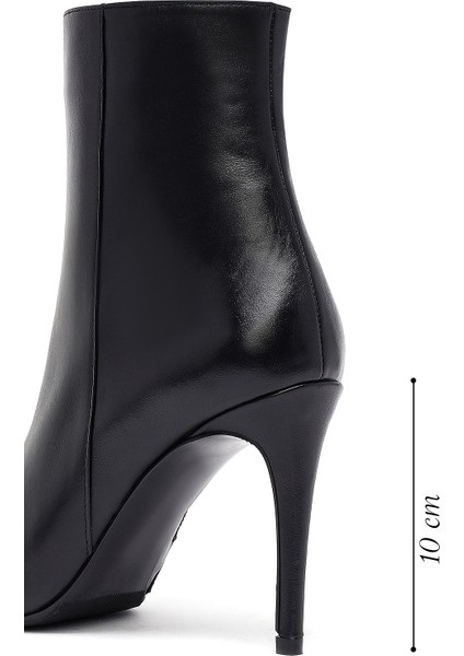 Kadın Siyah Fermuarlı Yüksek Ince Topuklu Deri Bot 25WFD133018 fiyatları