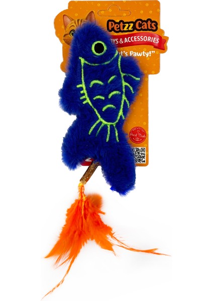 Petzzcats Fish Matatabi ve Çıngırak Sesli Peluş Kedi Oyuncağı Mavi 20X8 cm