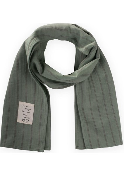 Çocuk Fular 25X140 cm Yeşil Çift Çizgili