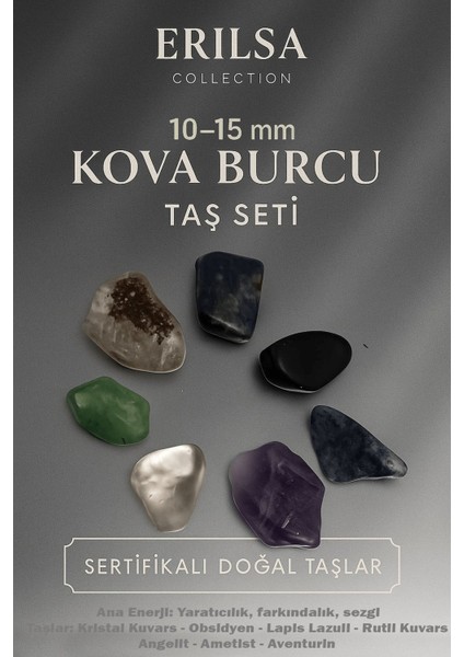 Sertifikalı Kova Burcu Doğal Taş Kütle Seti 10-15 mm - Yaratıcılık ve Sezgi Enerjisi Taşları