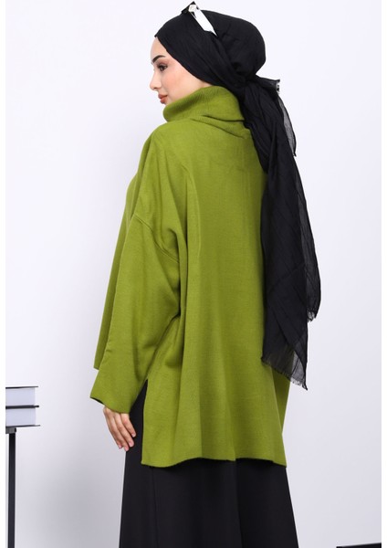 Yeşil Balıkçı Yaka Fermuarlı Triko Kazak fırsatları