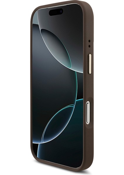 iPhone 17 Pro Guess Lisanslı 4g Yazı Logolu Kılıf&ekran&lens Koruyucu 3in1 Aksesuar Seti Kahverengi