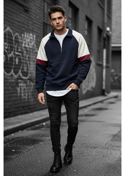 Wesst Üç Iplik Şardonlu Yarım Fermuarlı Yaka Erkek Sweatshirt fiyatları