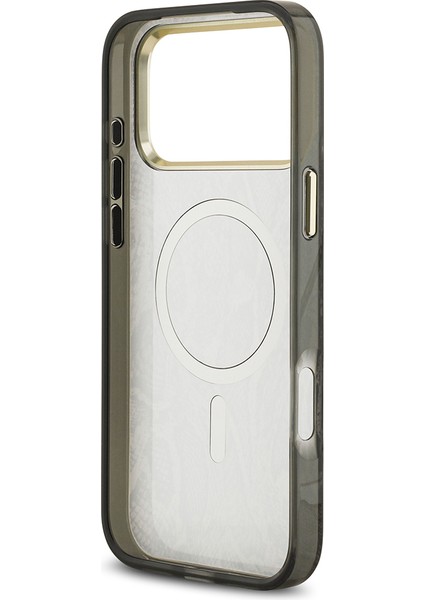 iPhone 17 Pro Max Uyumlu Kılıf Guess Lisanslı M-Safe Özellikli Yazı Logolu Python Desen Kapak Siyah