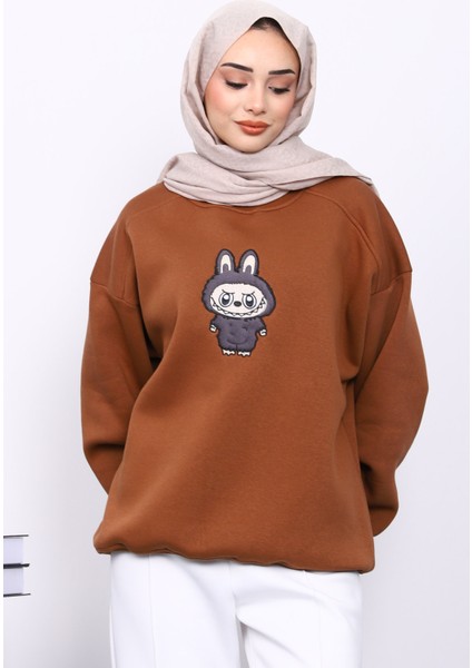 Taba Bisiklet Yaka Üç İplik Sweat