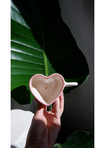 El Yapımı Seramik Kalpli Pembe Kupa, Seramik Pinterest Kupası, Seramik Kalpli Bardak modelleri