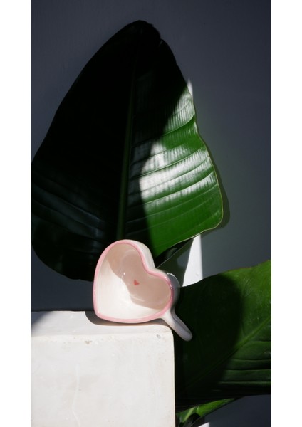 El Yapımı Seramik Kalpli Pembe Kupa, Seramik Pinterest Kupası, Seramik Kalpli Bardak