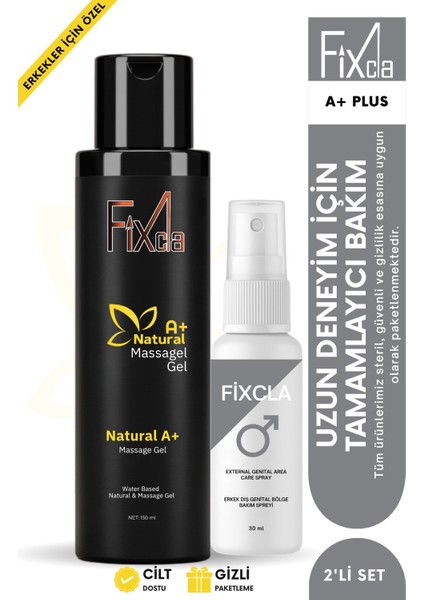 Erkeklere Özel 2’li Set – A+ Natural Jel 150 ml ve Süre Destekleyici Sprey 30 ml