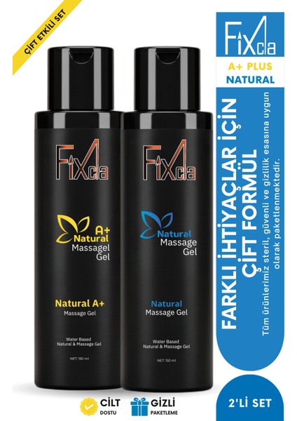 Natural & A+ Plus Kayganlaştırıcı Jel Seti 150 ml x 2 – Su Bazlı, Çift Etkili Jel Formülü