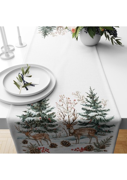 Dijital Baskılı Runner - Yılbaşı / Christmas Desenli - 140X40 cm