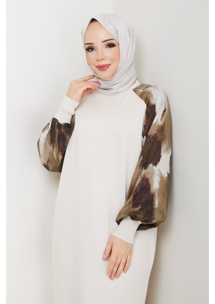 Kadın Kolu Ipek Kupra Merserize Triko Elbise -PMK484