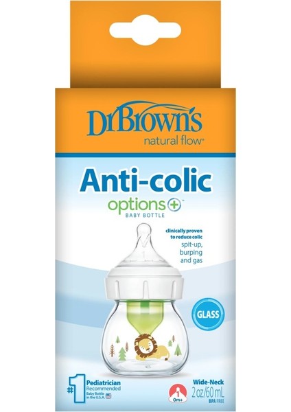 Dr Brown's Geniş Ağız Anti Kolik Options+ Cam Biberon 60 ml fiyatları