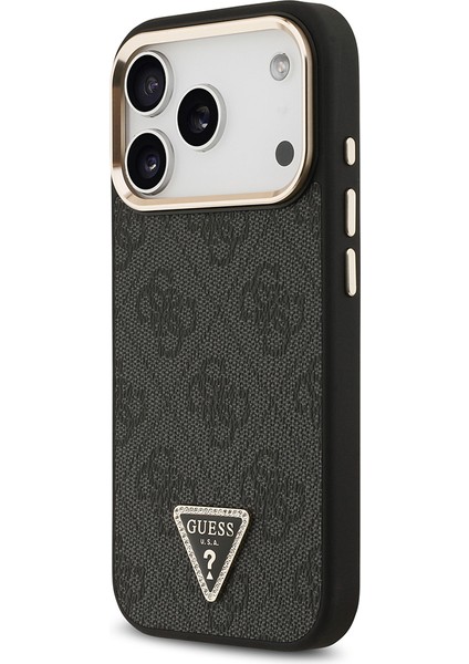 iPhone 17 Pro Kılıf Guess Lisanslı M-Safeli Gold Kamera Çerçeveli Taşlı Üçgen Logo 4g Desenli Siyah fiyatları