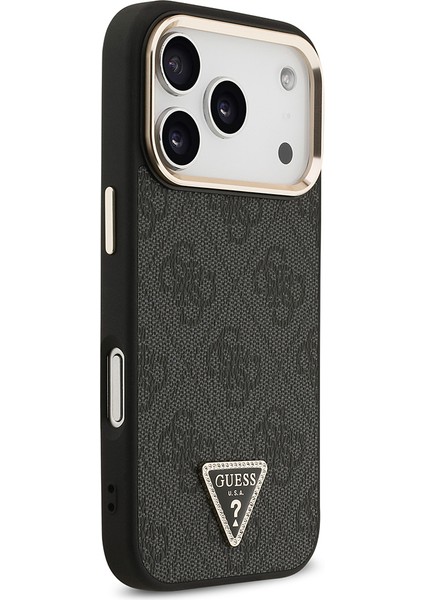 iPhone 17 Pro Kılıf Guess Lisanslı M-Safeli Gold Kamera Çerçeveli Taşlı Üçgen Logo 4g Desenli Siyah fırsatları