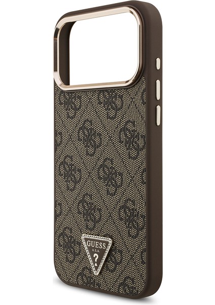 iPhone 17 Pro Max Uyumlu Kılıf Guess Lisanslı M-Safeli Taşlı Üçgen Logo 4g Desenli Kapak Kahverengi indirimleri
