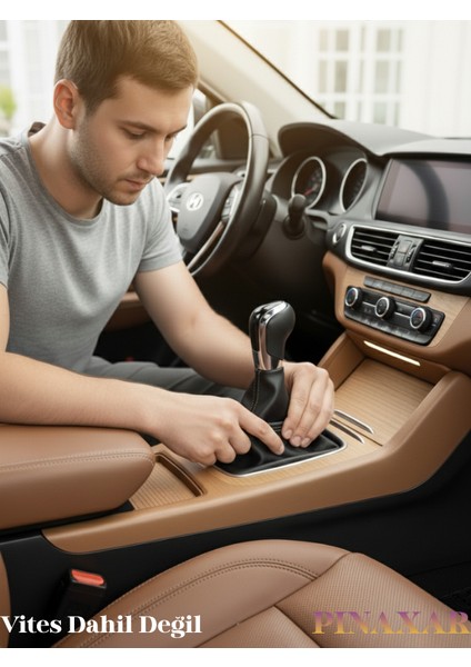 Volvo S40 Siyah Deri Özel Yeni Tasarım Siyah Spor Dikiş Vites Körüğü