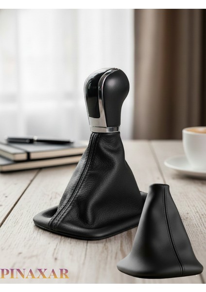 Volvo S40 Siyah Deri Özel Yeni Tasarım Siyah Spor Dikiş Vites Körüğü