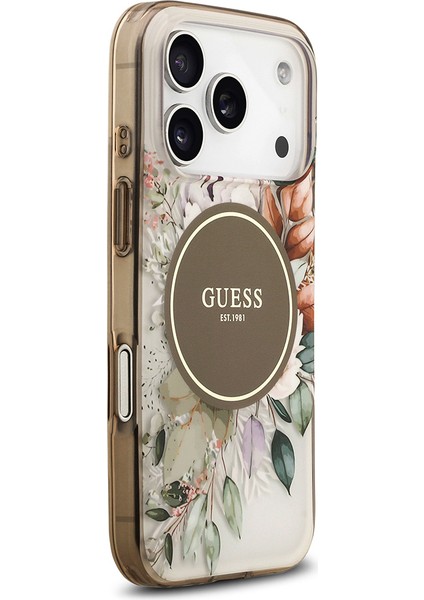 iPhone 17 Pro Uyumlu Kılıf Guess Lisanslı M-Safe Şarj Özellikli Flower Tonal Circle Kapak Kahverengi fırsatları