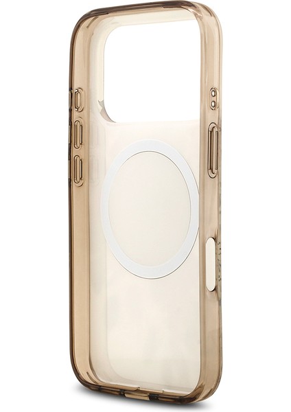 iPhone 17 Pro Uyumlu Kılıf Guess Lisanslı M-Safe Şarj Özellikli Flower Tonal Circle Kapak Kahverengi