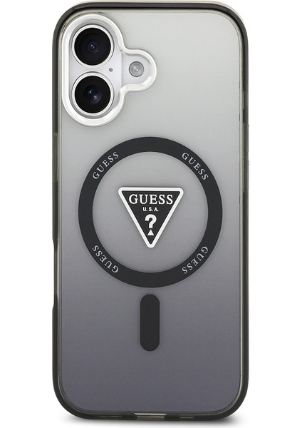 iPhone 17 Uyumlu Kılıf Guess Lisanslı M-Safeli Iml Baskılı Üçgen Logolu Metal Kamera Çerçeveli Siyah modelleri