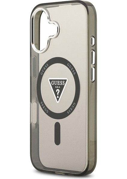 iPhone 17 Uyumlu Kılıf Guess Lisanslı M-Safeli Iml Baskılı Üçgen Logolu Metal Kamera Çerçeveli Siyah