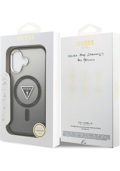 iPhone 17 Uyumlu Kılıf Guess Lisanslı M-Safeli Iml Baskılı Üçgen Logolu Metal Kamera Çerçeveli Siyah