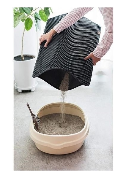 Kedi Tuvalet Önü Kum Toplayıcı Temizleyici Elekli Gri Paspas