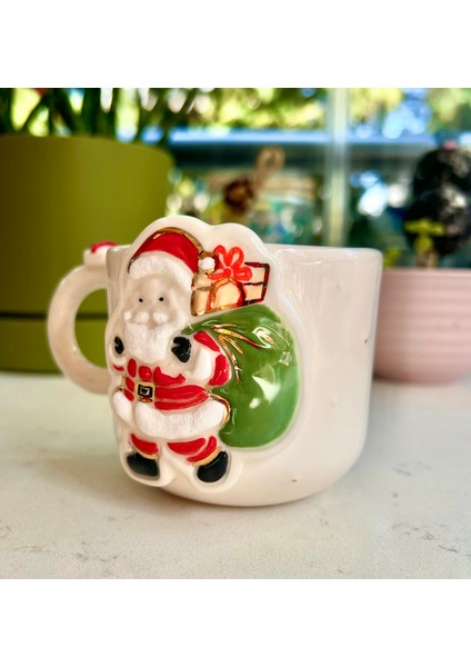 El Yapımı Seramik Gerçek 24K Altın Dekorlu Noel Baba Kupa fiyatları