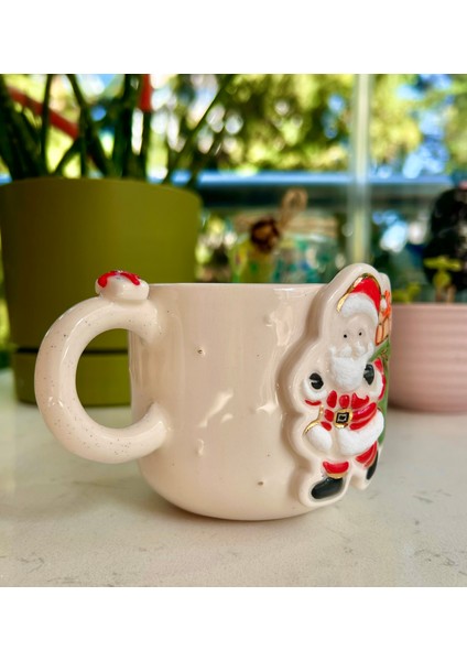 El Yapımı Seramik Gerçek 24K Altın Dekorlu Noel Baba Kupa modelleri