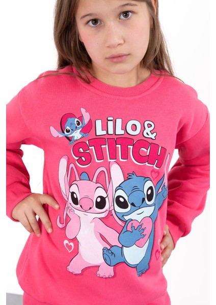 Fuşya Sevimli Simli Karakter Baskı Şardonlu Kız Çocuk Eşofman Takım 23297 fırsatları