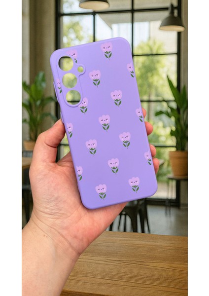 Samsung Galaxy A35 -Mini Lale Desenli Silikon Darbe Emici Klasik Korumalı Rubber Kılıf