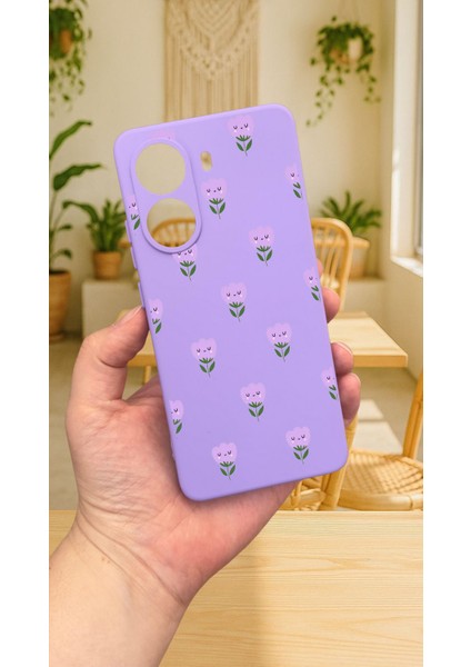 Xiaomi Poco X7 Pro Mini Lale Desenli Silikon Darbe Emici Klasik Korumalı Rubber Kılıf