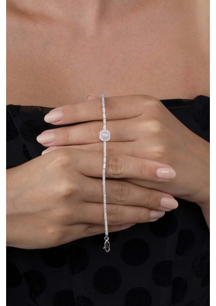 Baget Taşlı Rodyum Kaplama 925 Ayar Gümüş Bileklik modelleri