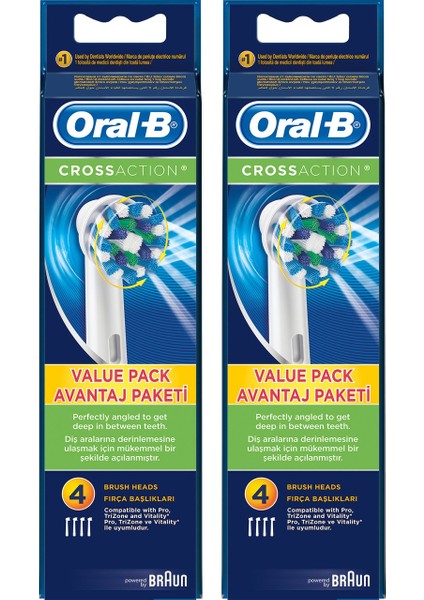 -B Cross Action 4'lü Diş Fırçası Yedek Başlığı EB50