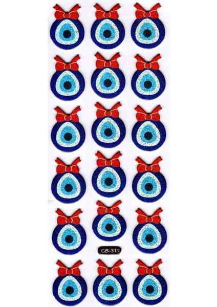 Sticker Kabartmalı Sticker Defter Planlayıcı Etiket (CB311) 16X7 Cm- Kurdeleli Nazar Boncuğu